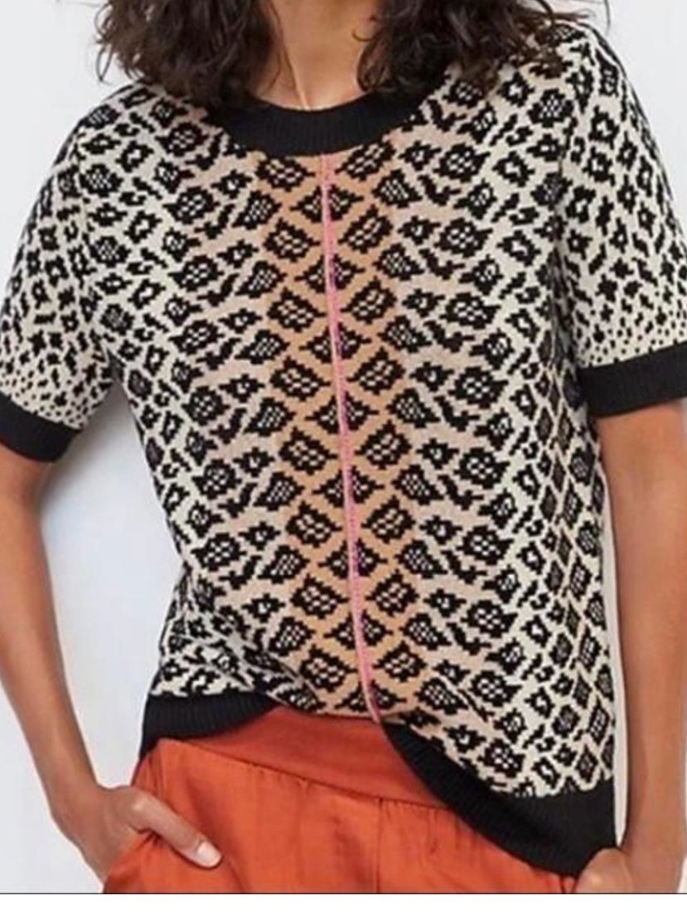 Mauve Anthropologie Knit leopard Top women’s sz M